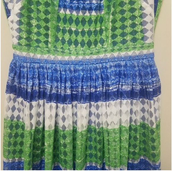 Gabby Skye Women's Sleeveless Stripe Printed Fit and Flare Cutout Dress - Picture 8 of 9